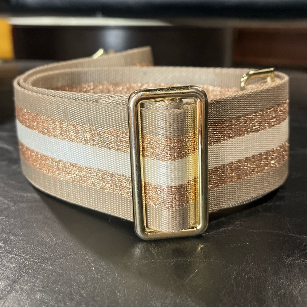 Elie Beaumont Metallic Rose Gold Stripe Adjustable Strap Eb Hardware | Like New — image 8 of 8